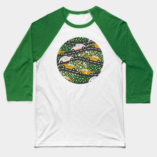 Hippy Cars In Fields Of Flowers Baseball T-Shirt